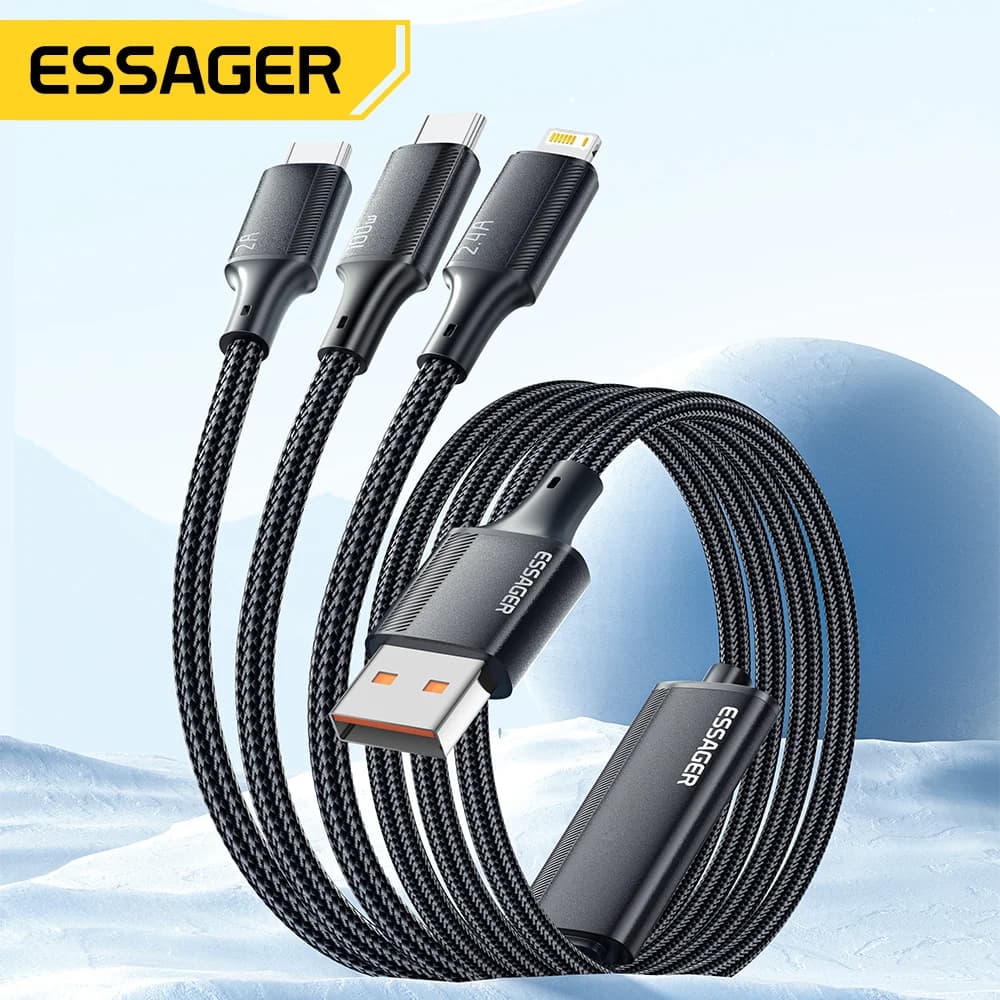 Cable de carga USB-C a Lightning 3 en 1 de 100W