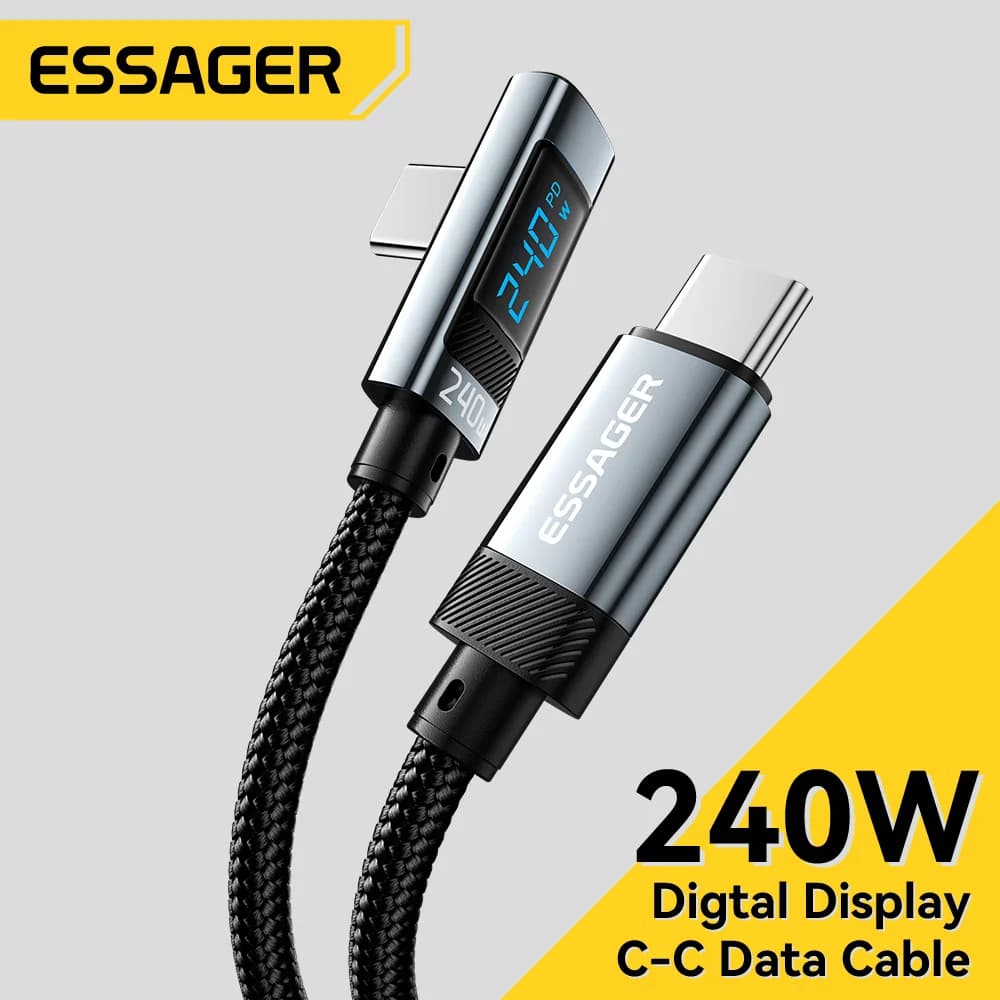 Cable USB-C a USB-C de 240W con ángulo de 90 grados