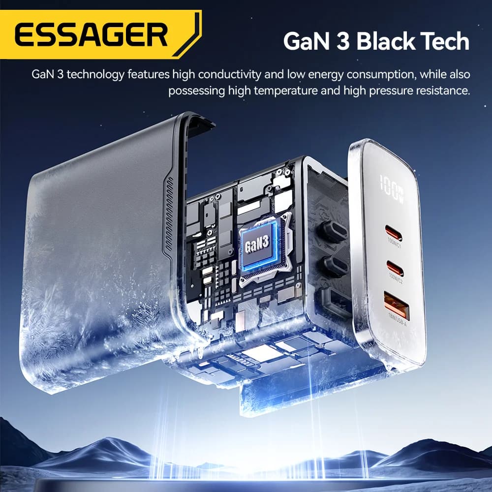 Cargador GaN USB-C de 100W con Pantalla Digital