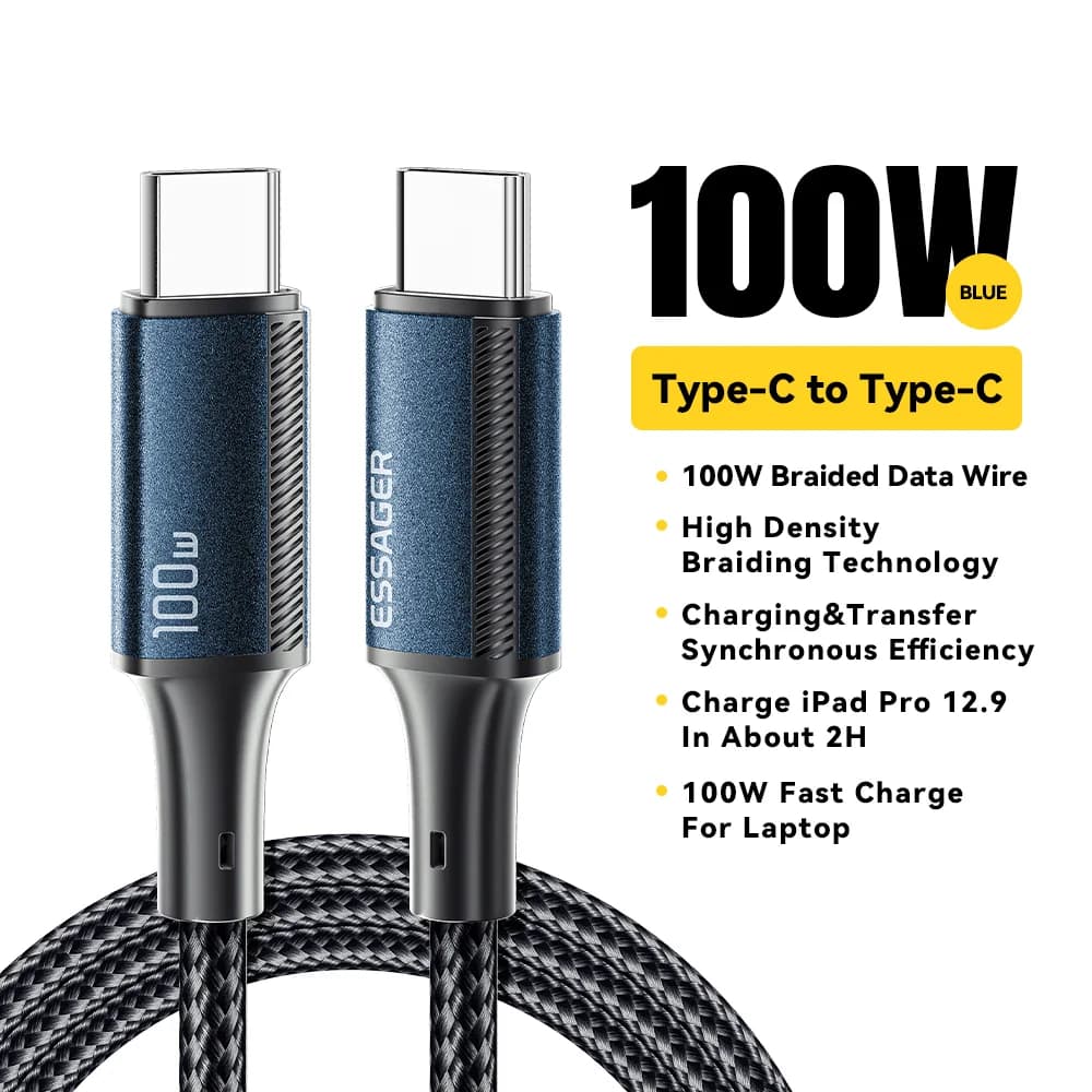 Cable USB-C a USB-C de Carga Rápida PD 100W