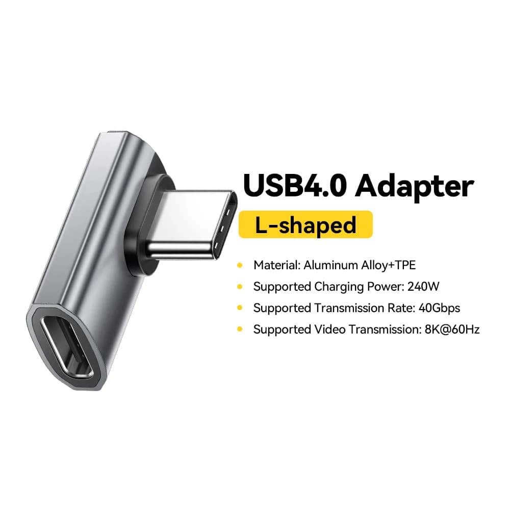 Adaptador de datos OTG USB4.0 240W 90 grados 8K