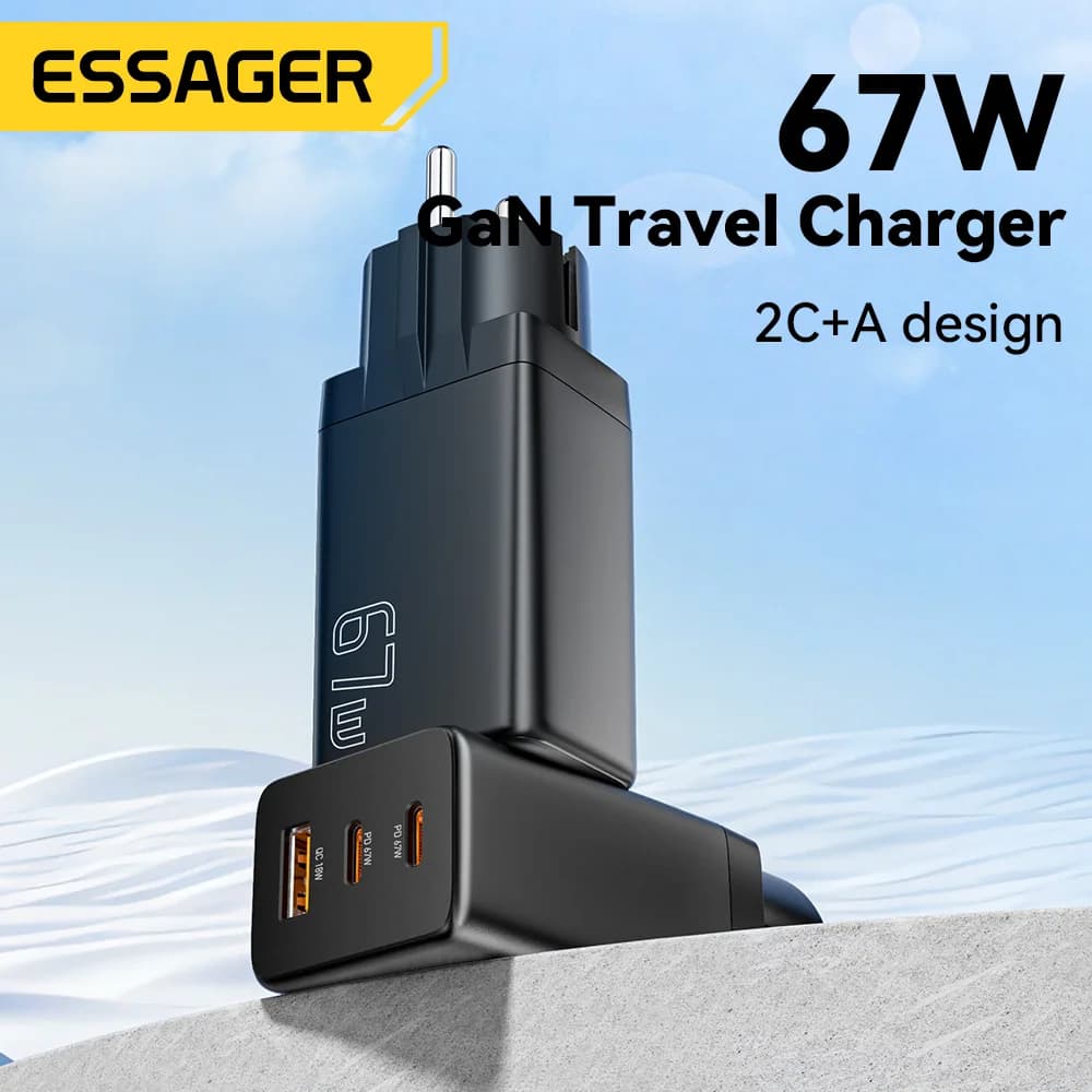 Cargador GaN USB Tipo-C con opciones de enchufe UE/KR