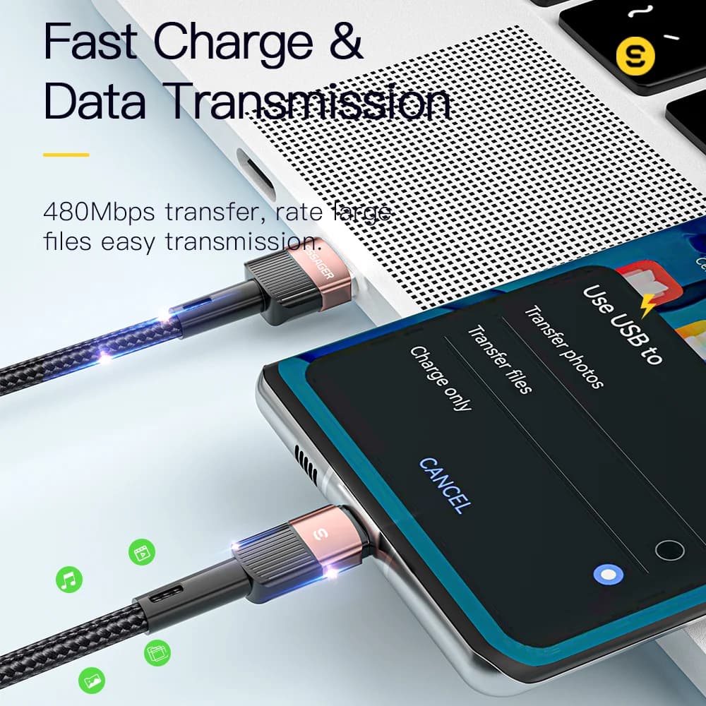 Cable de carga rápida y datos USB-C 66W 7A