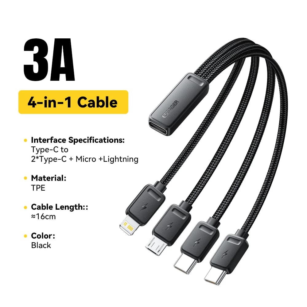 Cable de carga multi-USB portátil 4 en 1