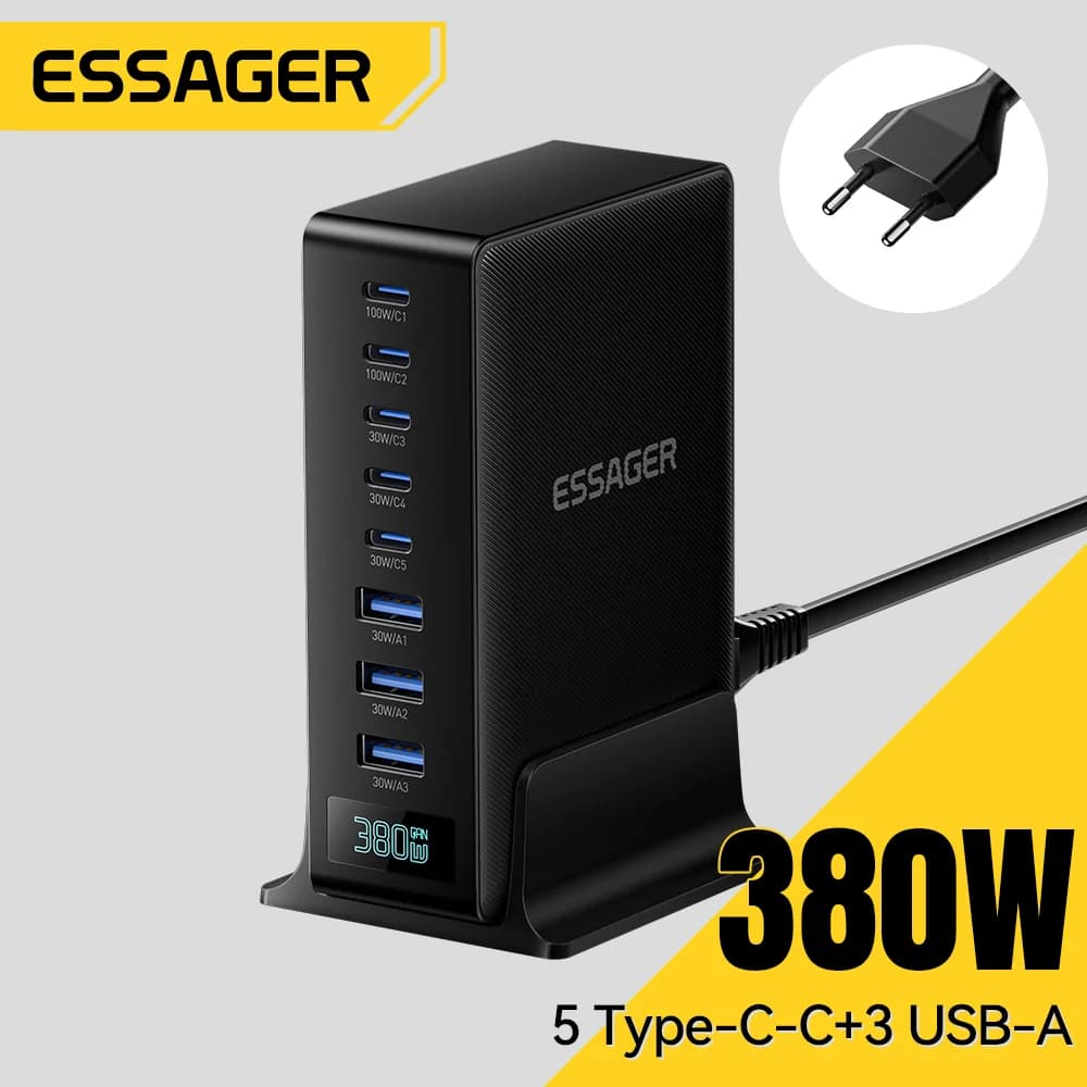Base de carga GaN para escritorio 380W 8 en 1