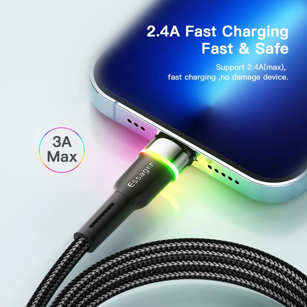 Cable de datos y carga rápida LED USB para iPhone
