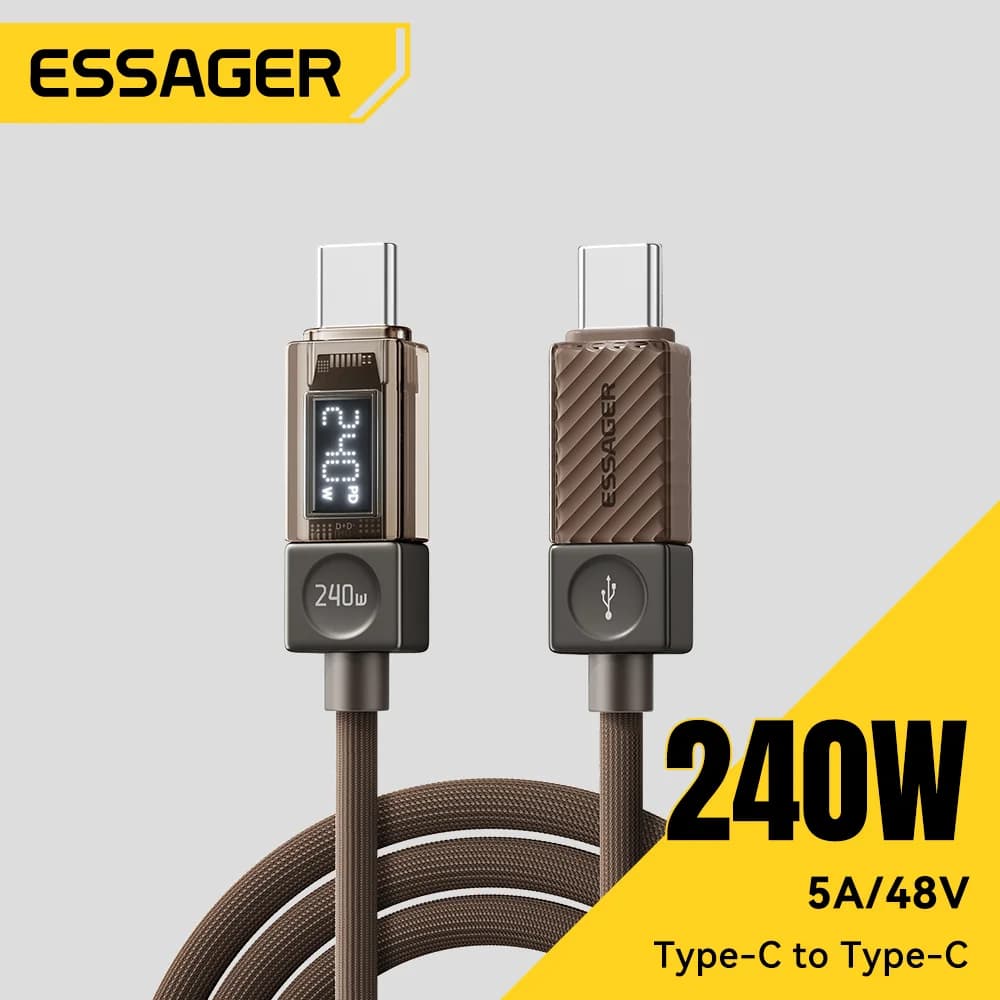Cable USB-C de 240W con pantalla LED y PD 3.1 de 100W