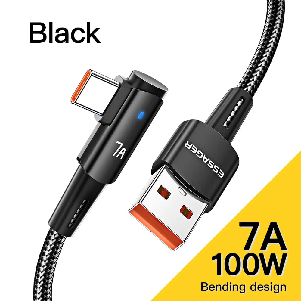 Cable USB Tipo-C de 7A con ángulo de 90° y carga de 100W