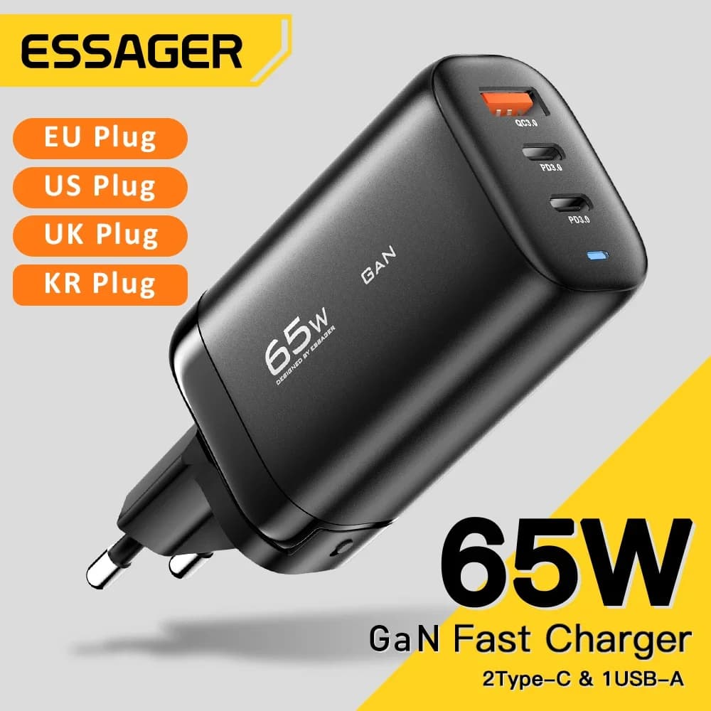 Cargador GaN para portátil USB-C de 65W, PPS