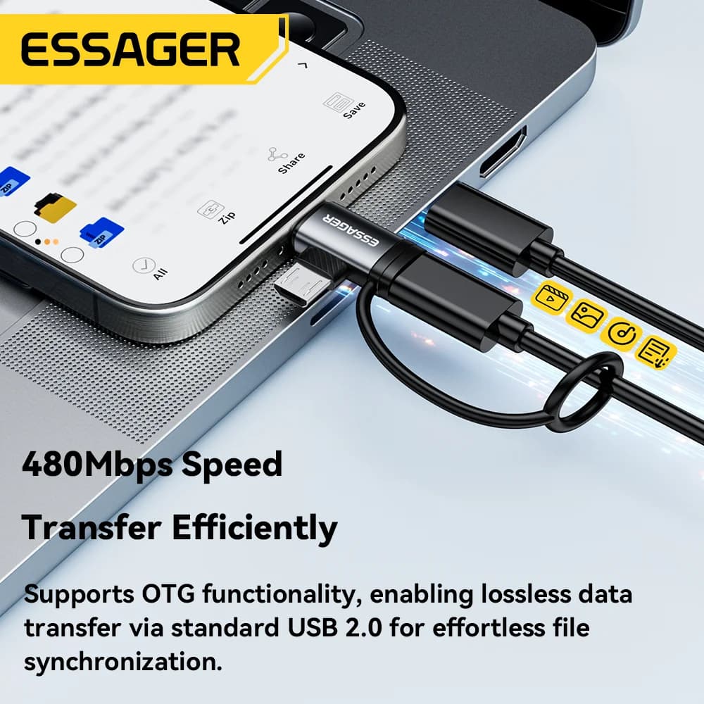 Adaptador 2 en 1 Lightning y Micro USB