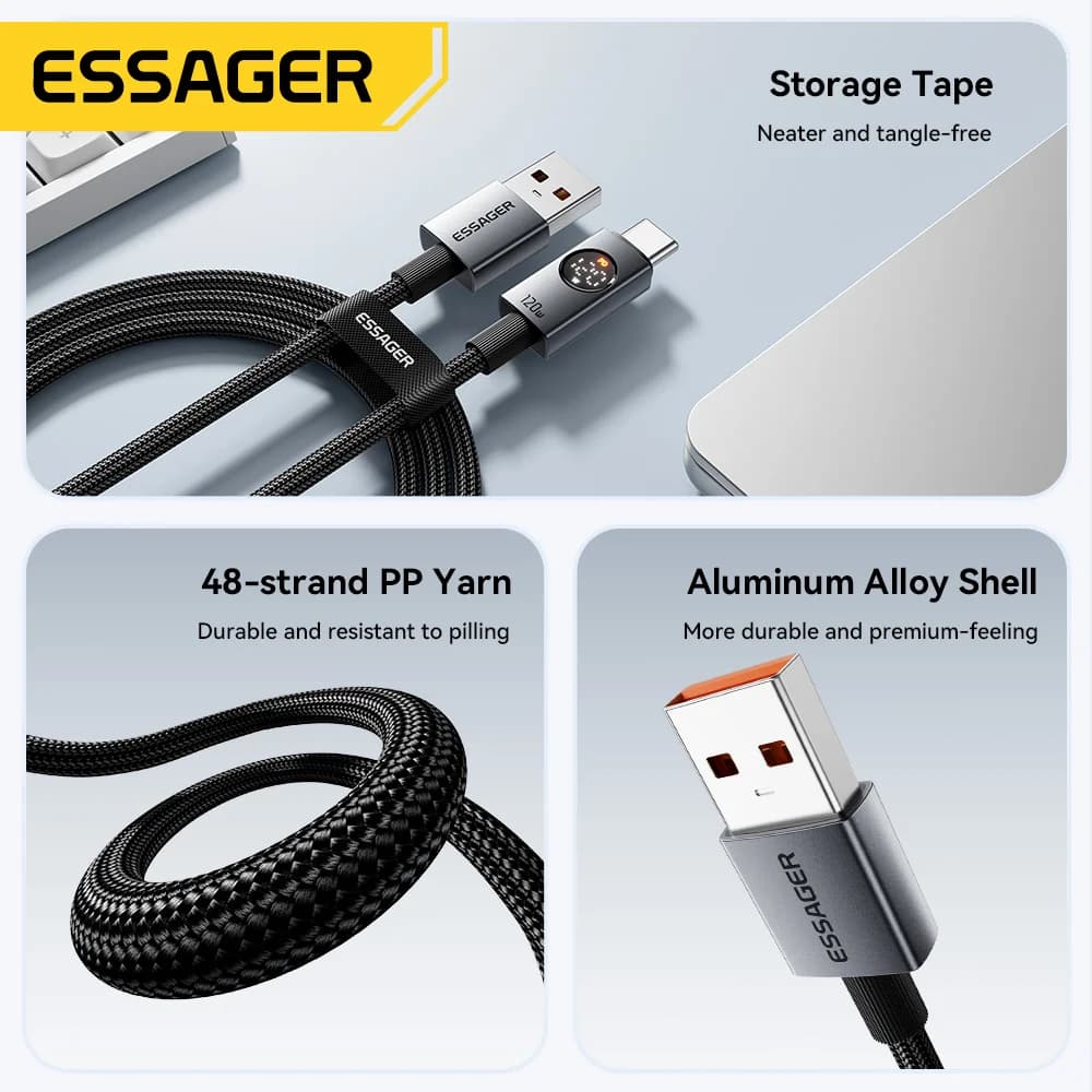 Cable de carga super rápida USB-A a USB-C de 120W y 6A