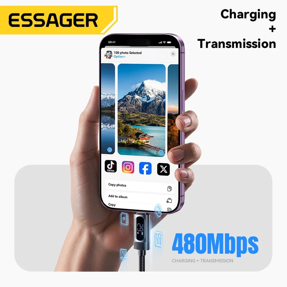 Cable USB-C a Lightning con pantalla digital, PD 29W