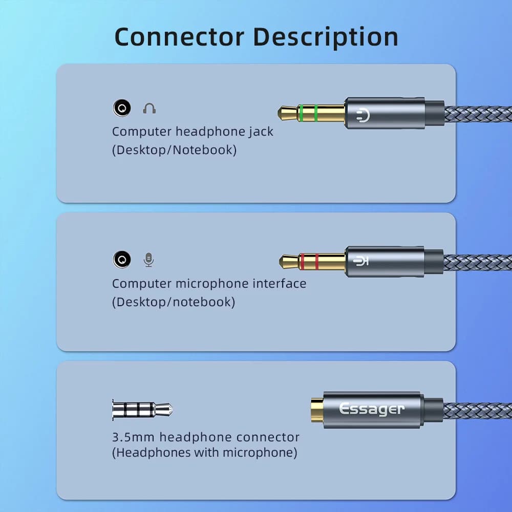 Cable Adaptador en Y Splitter de Audio 3.5mm