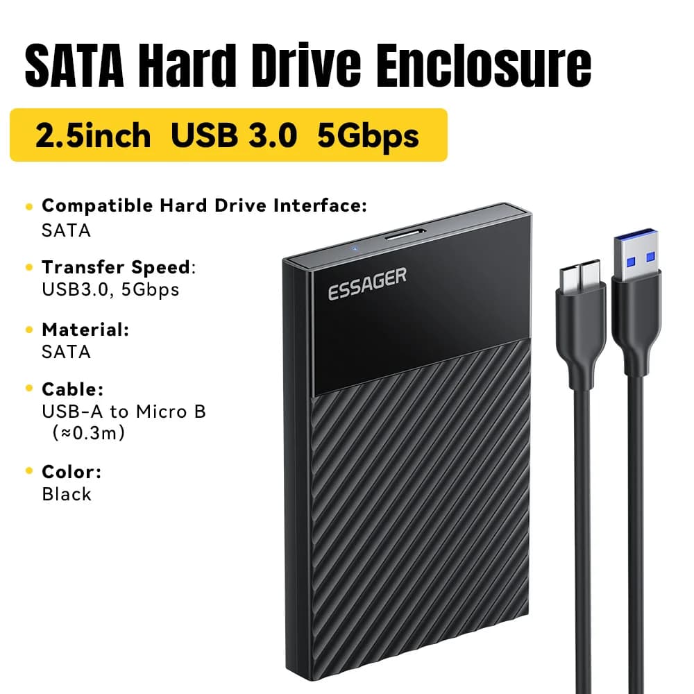 Carcasa USB 3.0 SATA para SSD/HDD de 2,5 pulgadas
