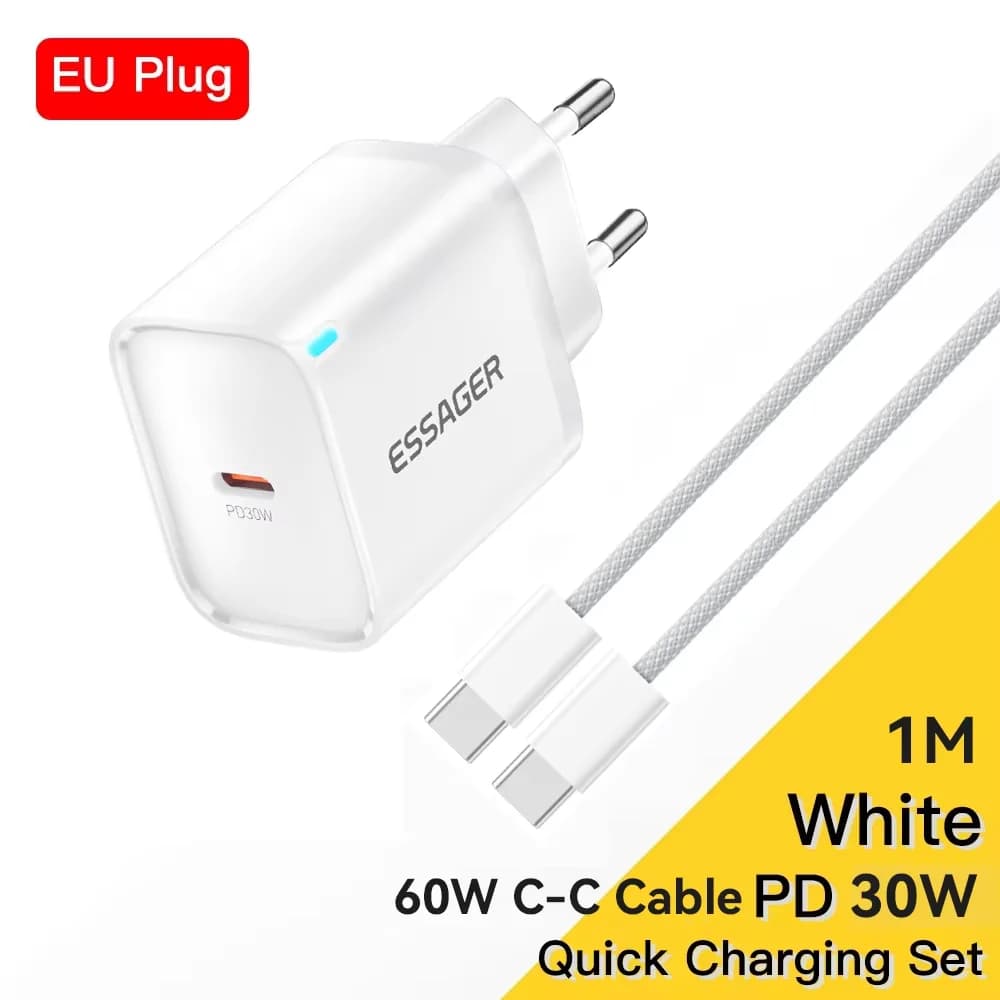Cargador Mini USB-C de 30W con Set de Cable Lightning