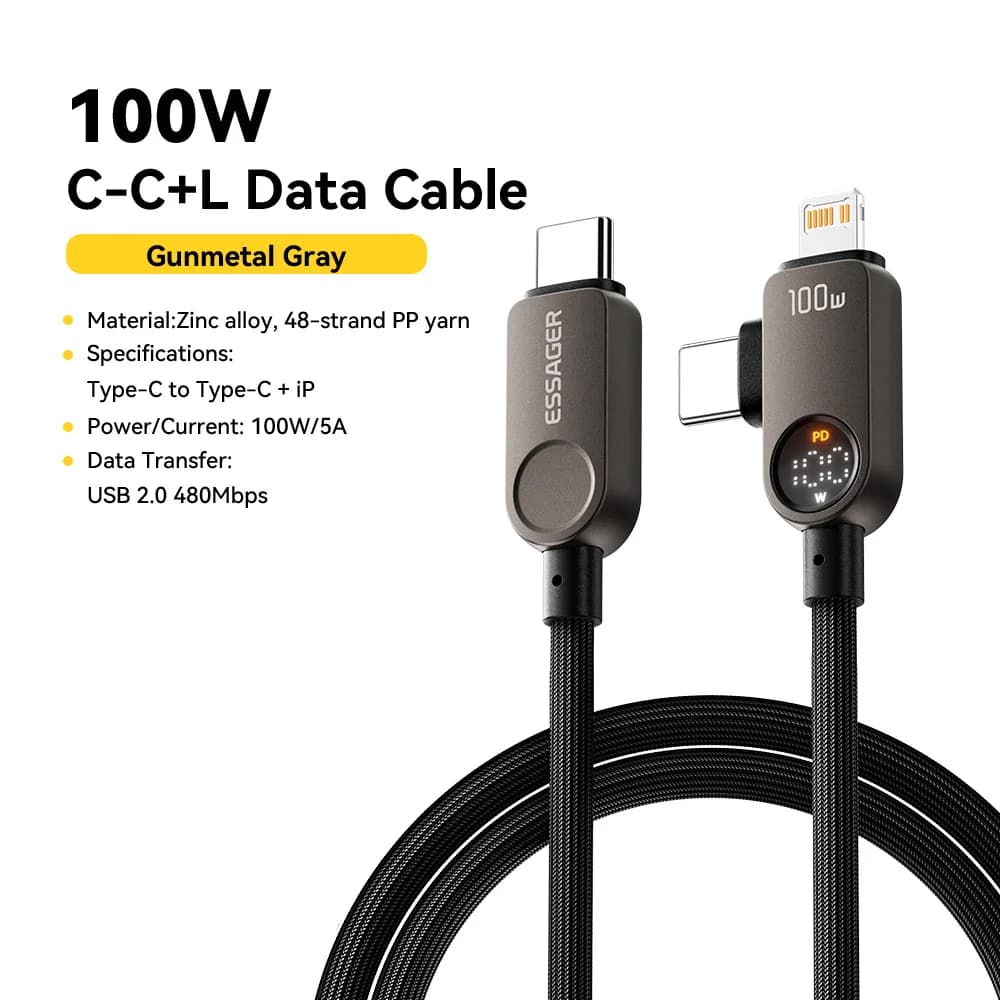 Cable 2-en-1 USB-C a Lightning, 100W PD