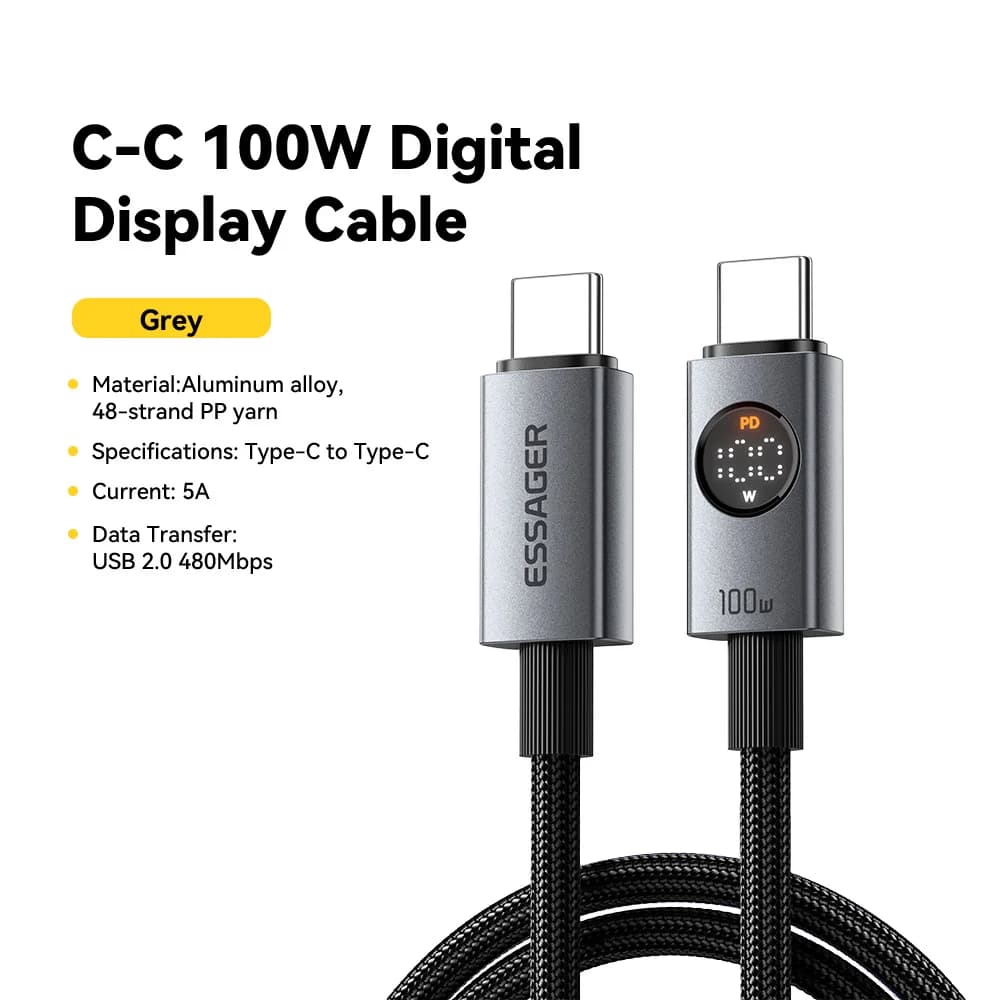 Cable USB-C a USB-C de 100W con Pantalla Digital