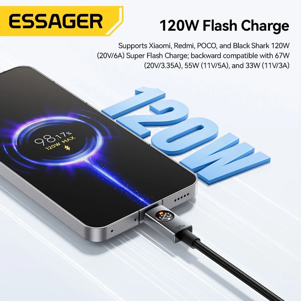 Cable de carga super rápida USB-A a USB-C de 120W y 6A