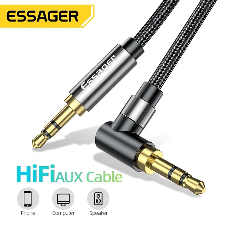 Cable de audio auxiliar Hi-Fi con jack de 3,5 mm para altavoces