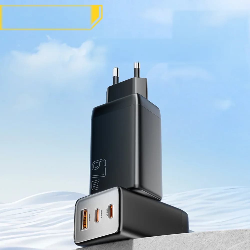 Cargador rápido GaN USB-C de 67W con QC y PD