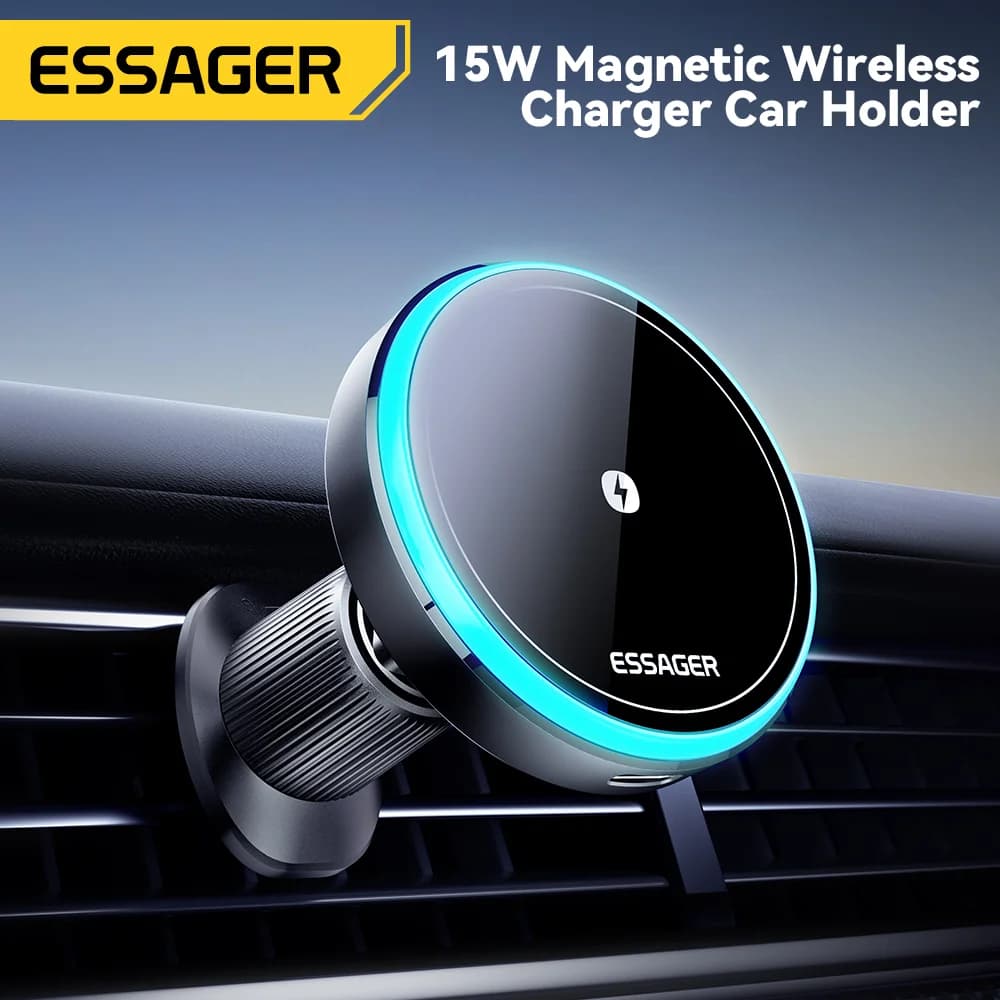 Soporte de cargador inalámbrico magnético para coche de 15W con LED