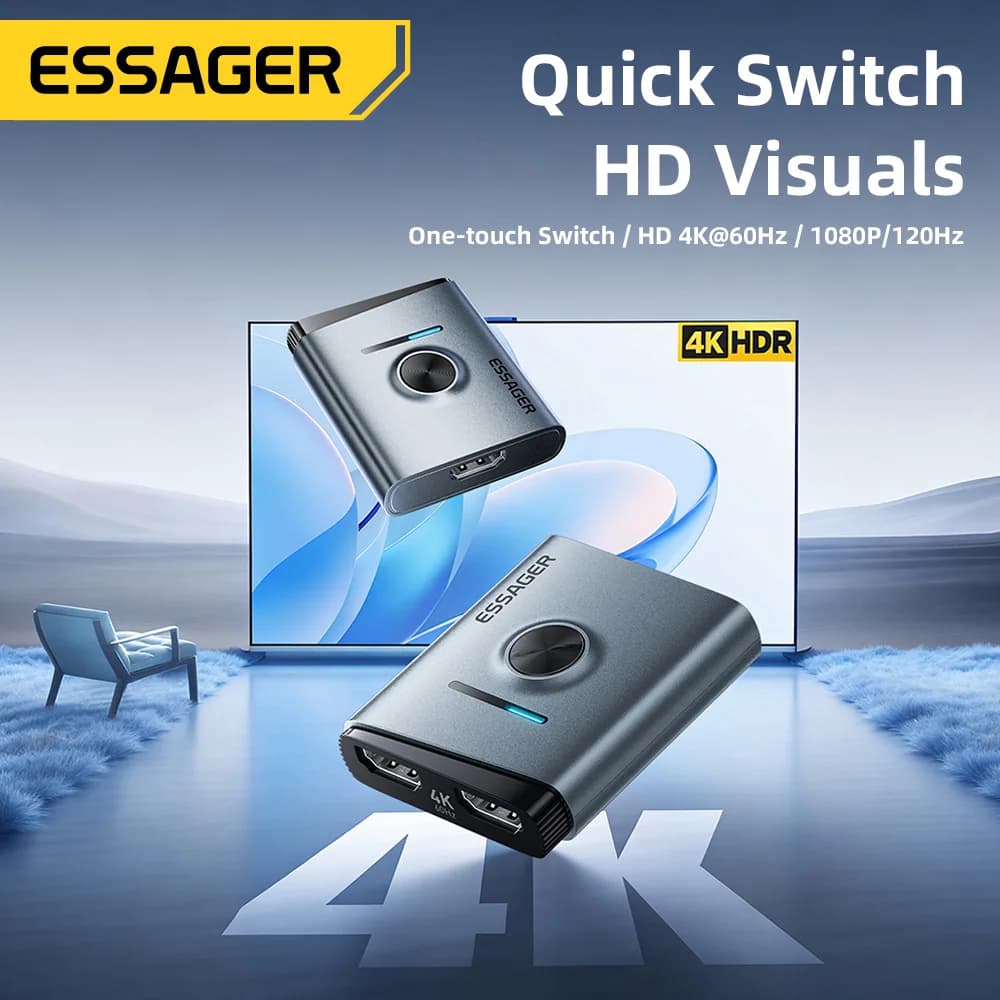 Conmutador HDMI 4K 60Hz Adaptador Splitter 2 en 1