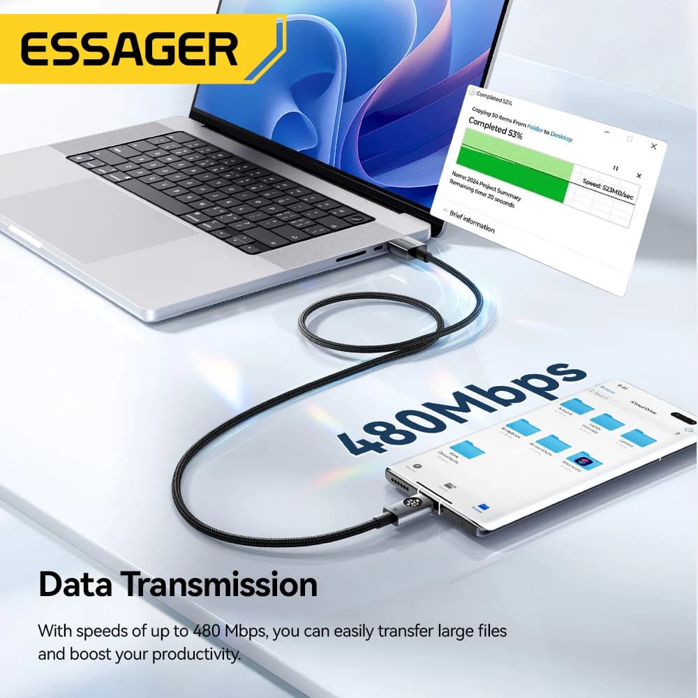 Cable USB-C de 7A 100W con Pantalla Digital