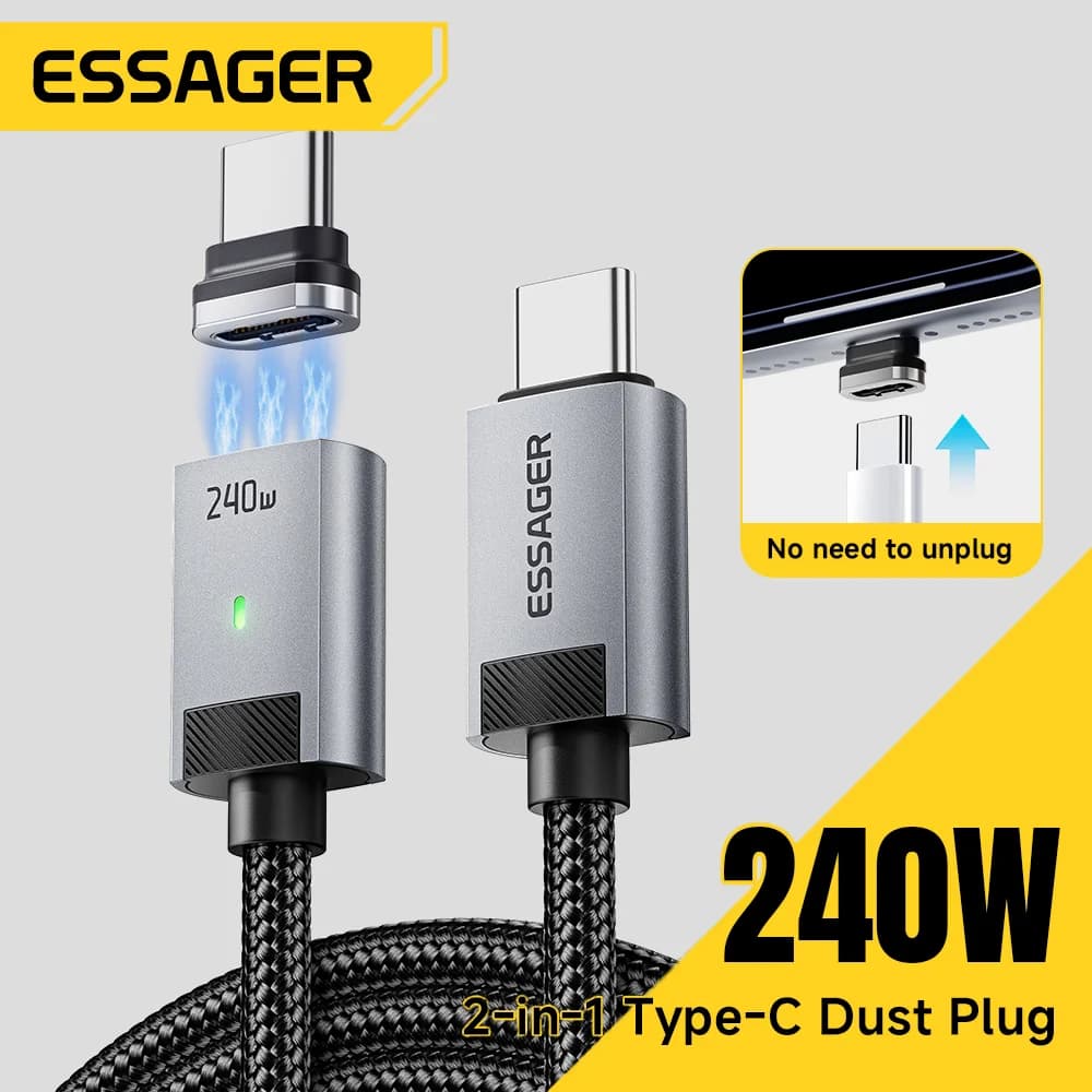 Cable de carga magnético USB-C a USB-C de 240W