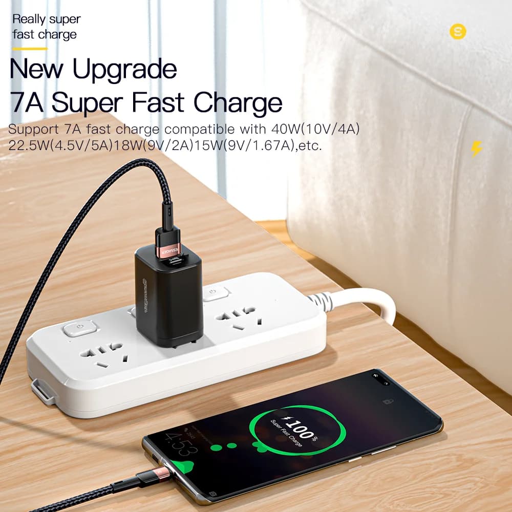 Cable de carga rápida USB-C de 100W, 7A