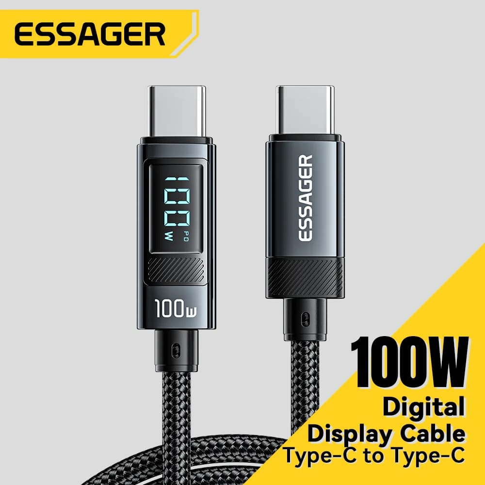 Cable USB Type-C 100W con ángulo de 90° y pantalla LED