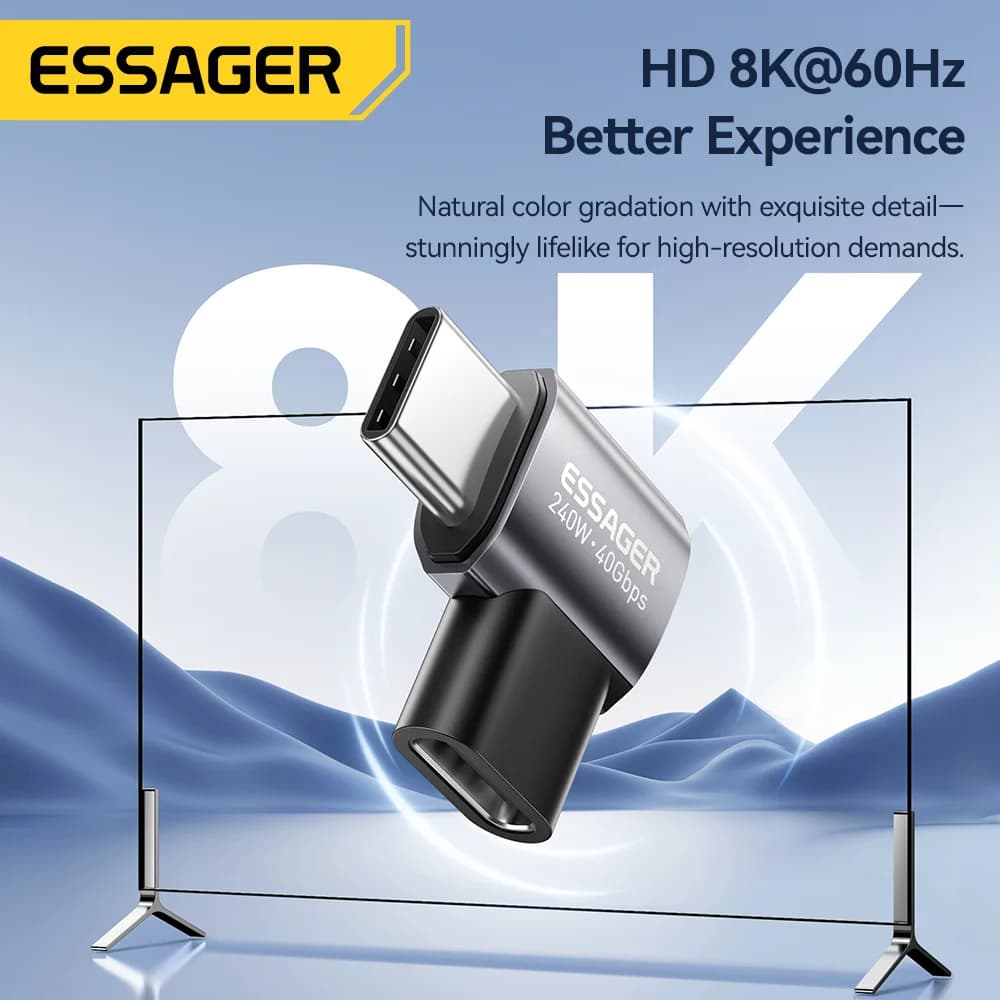 Adaptador de datos OTG USB4.0 240W 90 grados 8K
