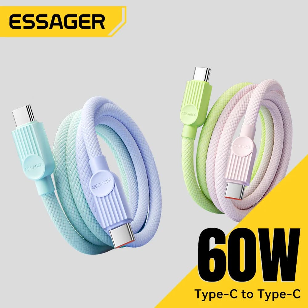 Cable de carga rápida USB-C a USB-C de 60W Colorido