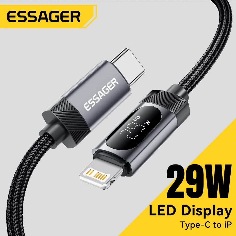 Cable USB-C a Lightning con pantalla digital, PD 29W
