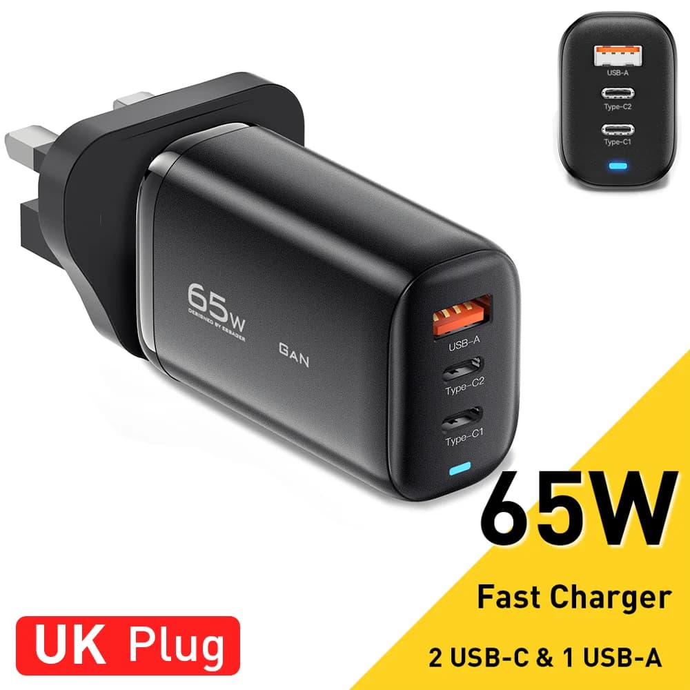 Cargador GaN para portátil USB-C de 65W, PPS