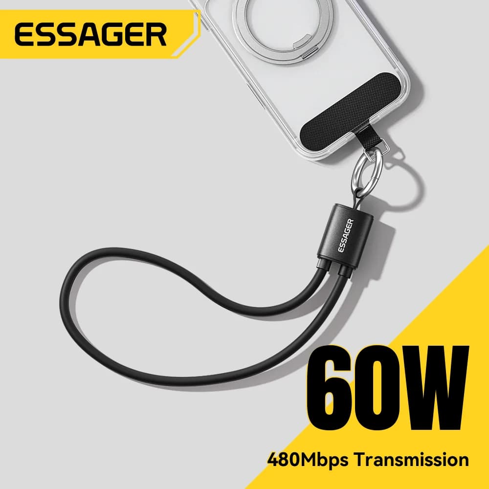 Cable Corto USB-C a USB-C con Correa de 60W