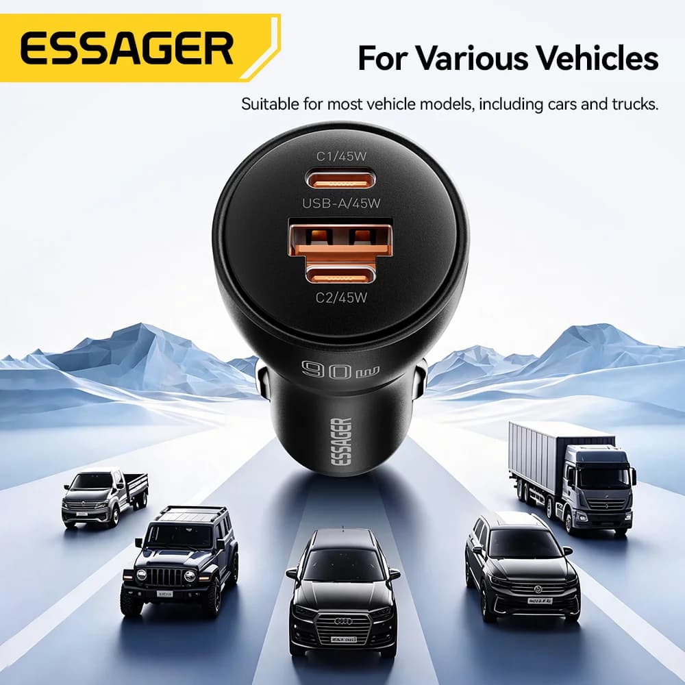 Cargador de coche rápido USB Type-C PD 90W