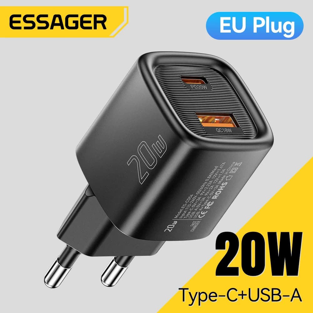 Cargador rápido USB-C PD de 20W