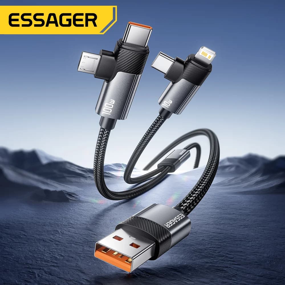 Cable de Carga Rápida 2-en-1 100W Tipo-C y Lightning