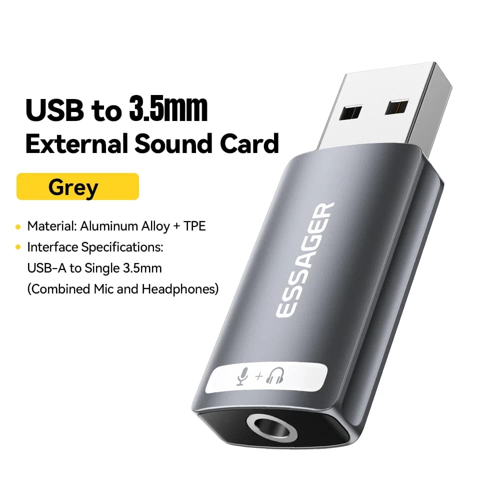 Tarjeta de sonido externa USB con adaptador de audio 3.5mm
