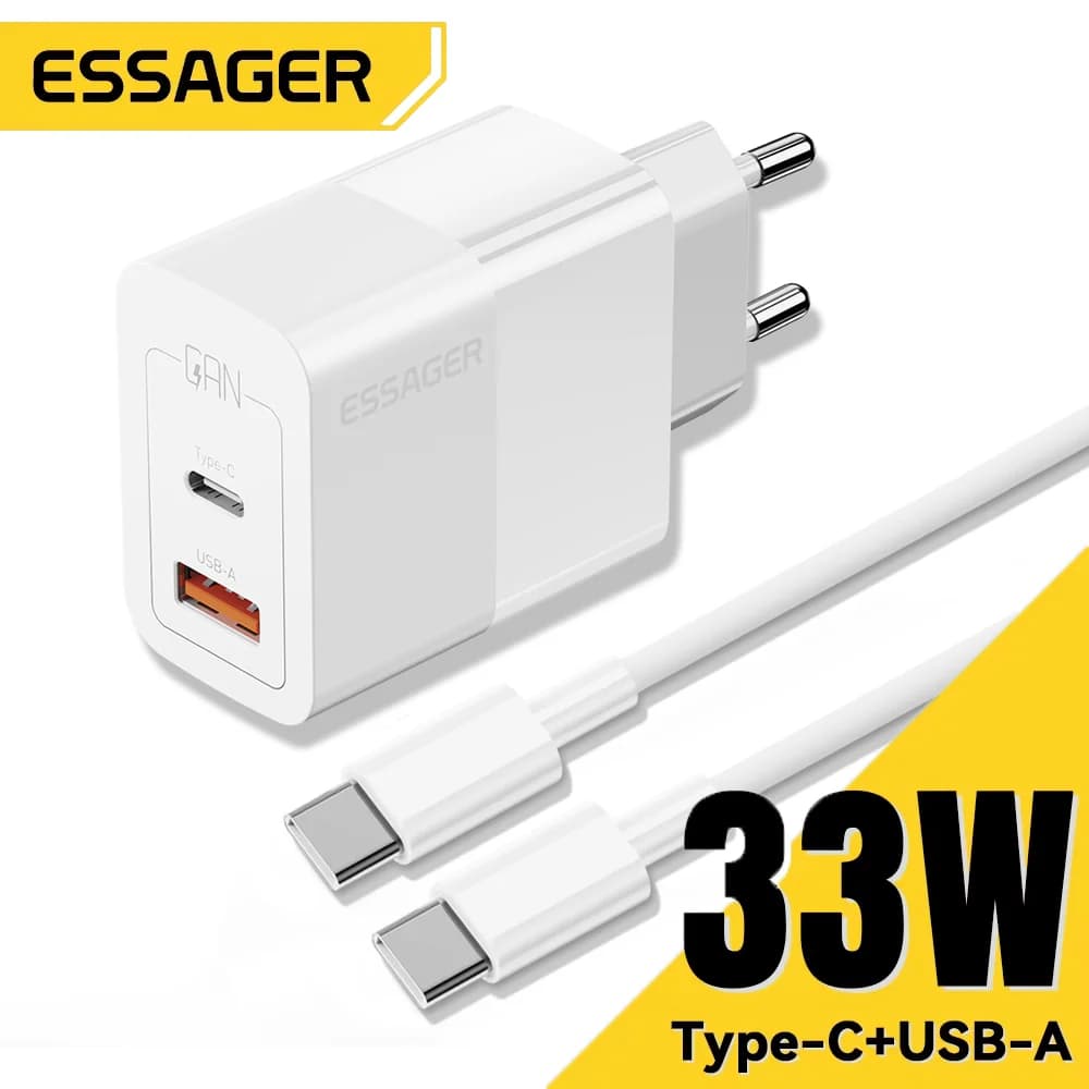 Cargador de Pared Mini USB-C de 33W con Doble Puerto