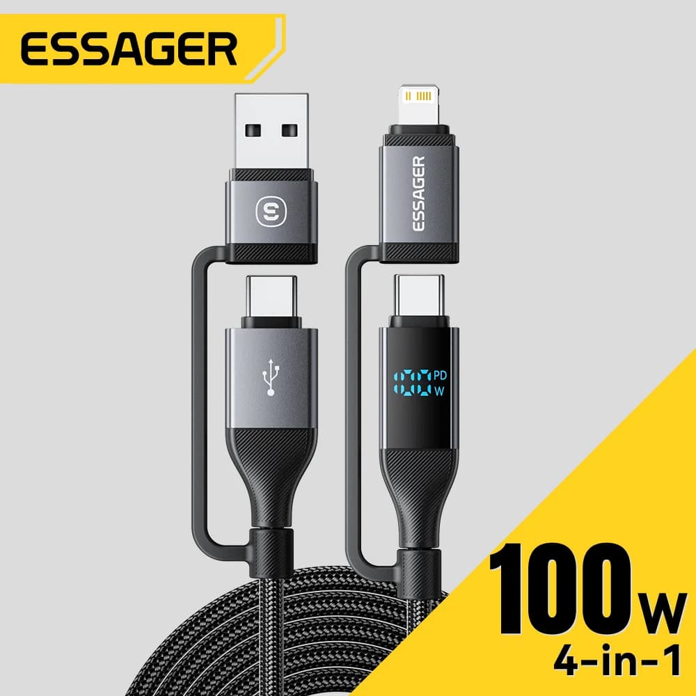 Cable USB-C Digital de 4 en 1, 100W PD