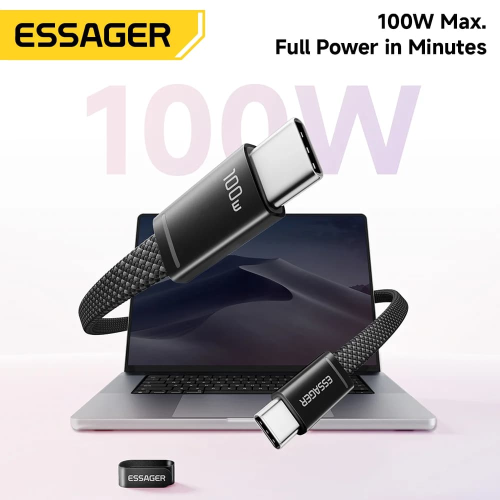 Cable delgado de carga rápida USB-C a USB-C PD de 100W
