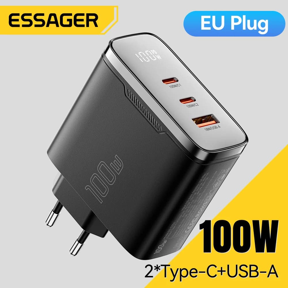 Cargador GaN USB-C de 100W con Pantalla Digital