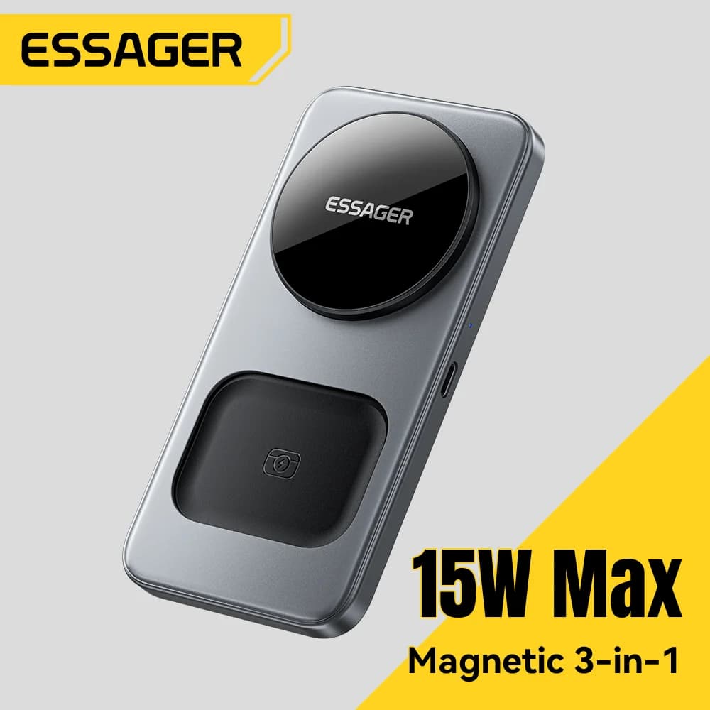 Estación de carga inalámbrica magnética plegable 3 en 1 de 15W