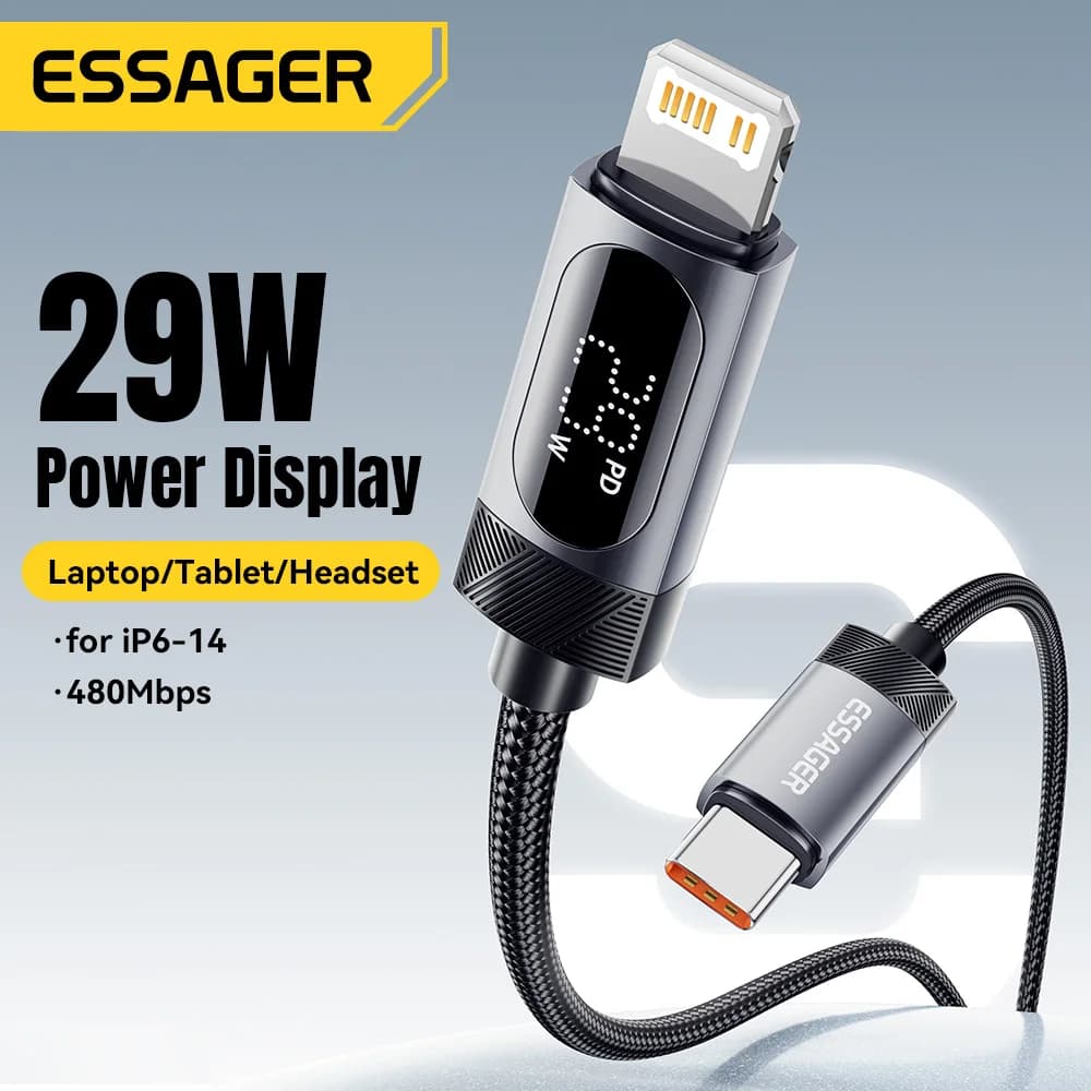 Cable USB-C a Lightning con pantalla digital, PD 29W