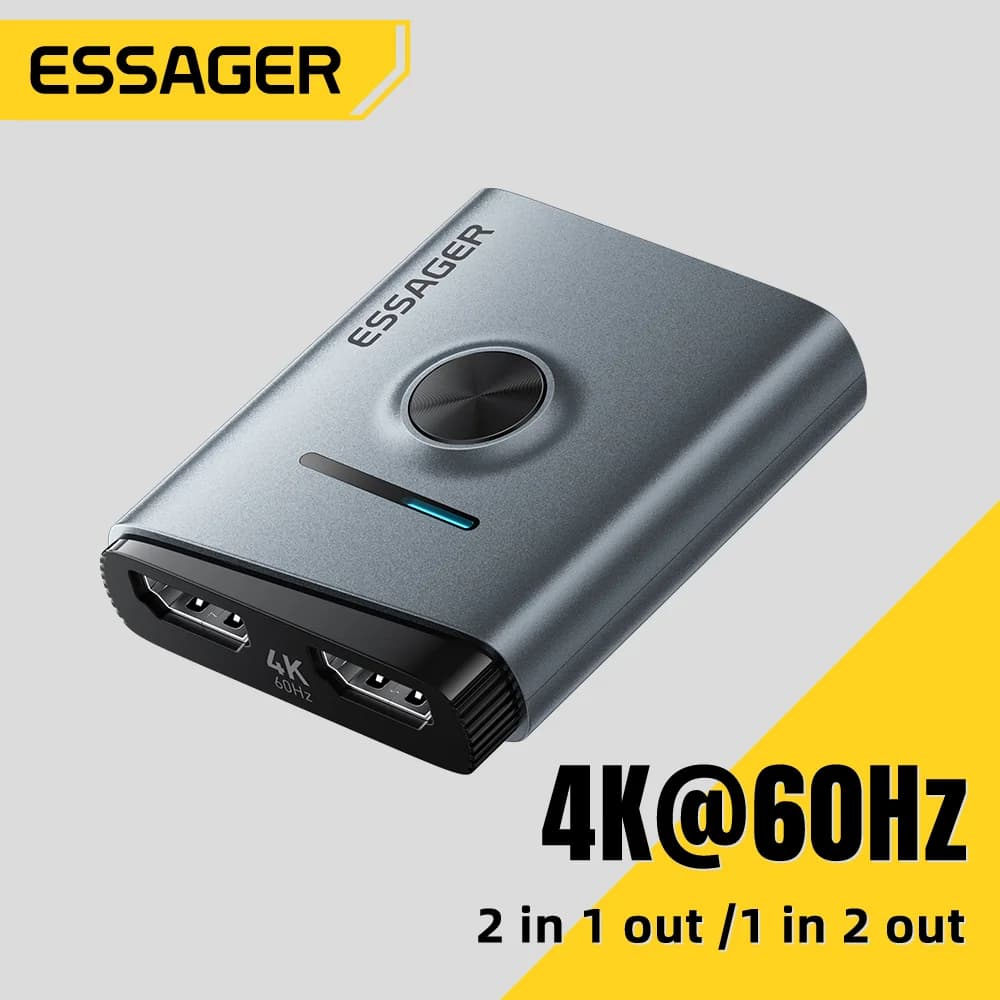 Conmutador HDMI 4K 60Hz Adaptador Splitter 2 en 1