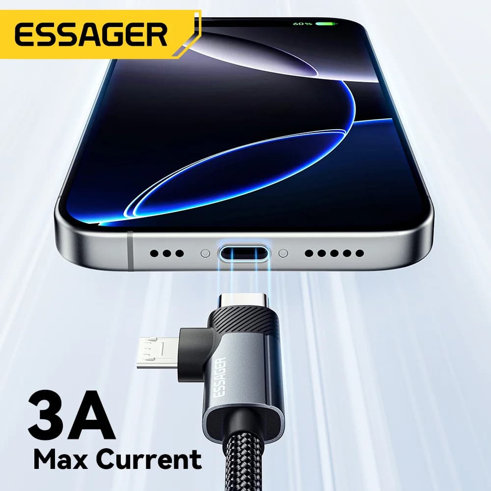 Cable de carga rápida 2 en 1 de 65W PD Type-C/USB-A a Micro