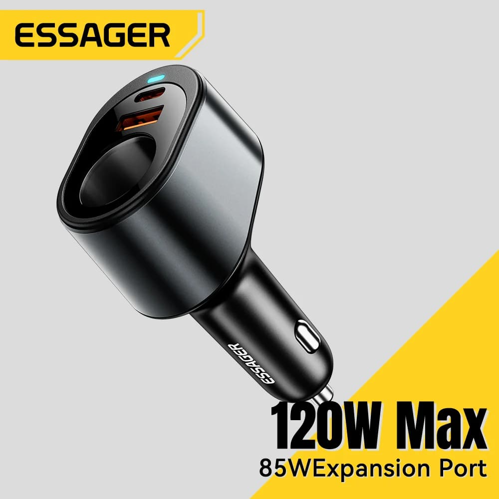 Cargador de coche USB-C de 120W con puerto de encendedor
