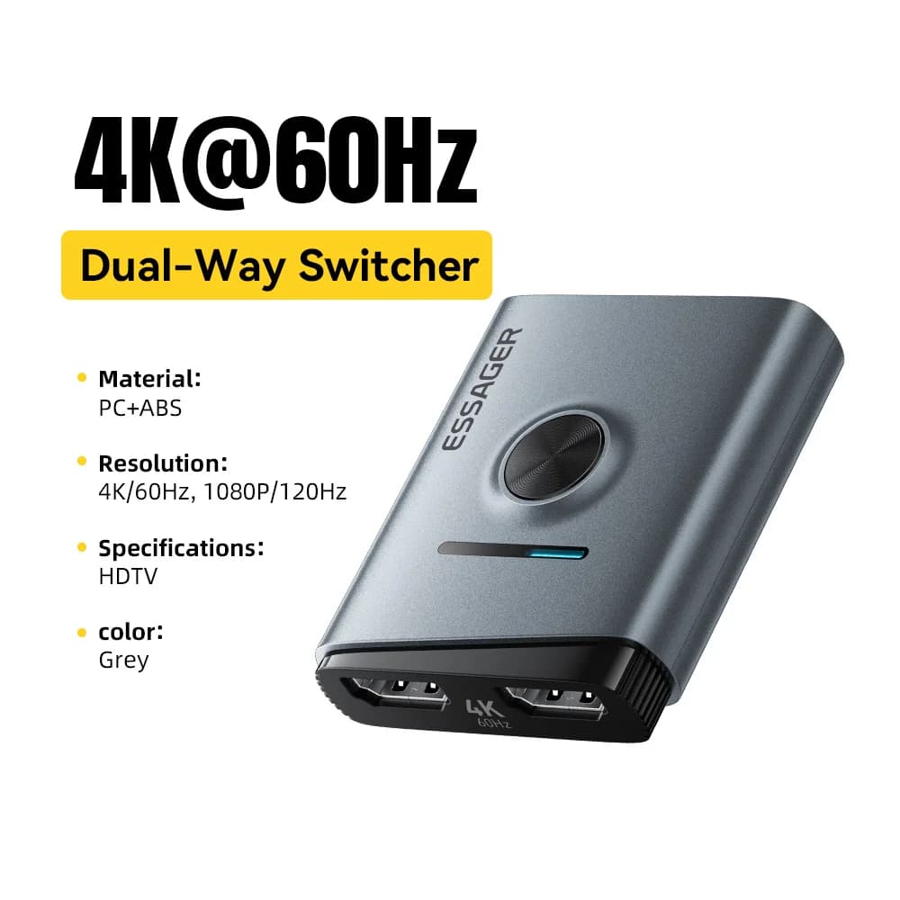 Conmutador HDMI 4K 60Hz Adaptador Splitter 2 en 1