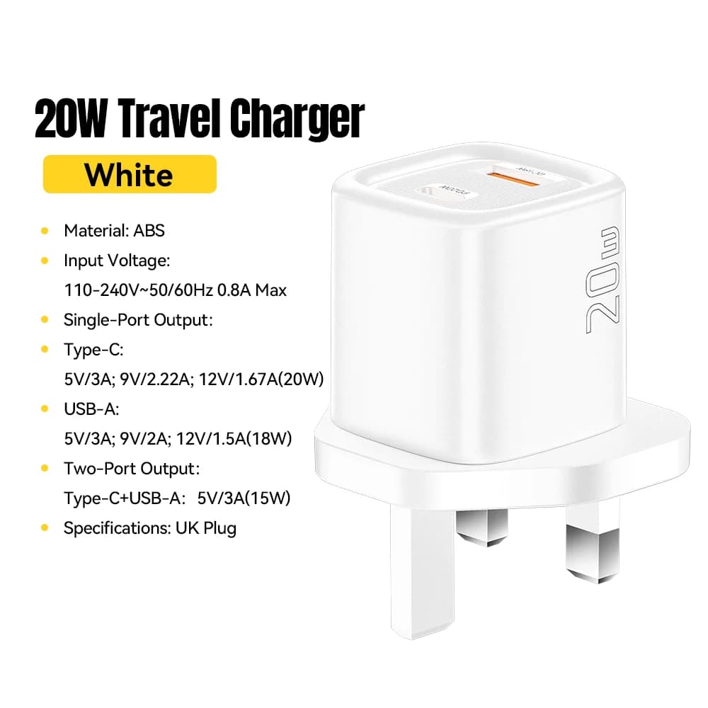 Cargador rápido USB-C PD de 20W